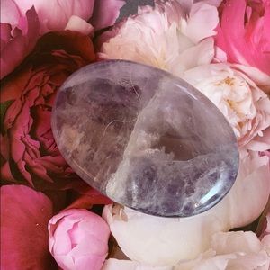 Purple Fluorite healing crystal Palmstone.